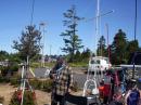 Ron Baldie  KF4LJX with portable QRP station and various home brew antennas